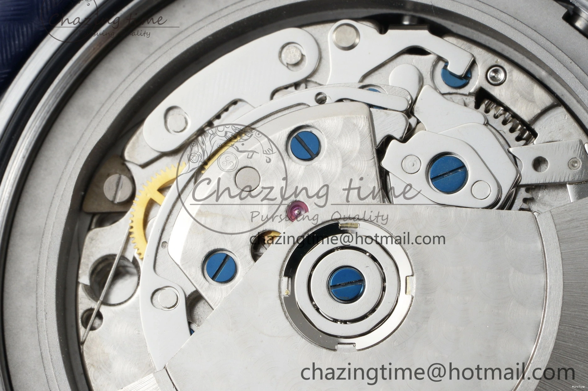 MIROTIME 0126 Pilot Chrono SS AZF 1:1 Best Edition Black Dial Orange Markers on Brown Leather Strap A EasyCare 7065